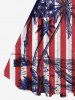 Plus Size Coconut Tree Sea American Flag Striped Print Hawaii 1950s Vintage A Line Dress -  