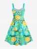 Plus Size Orange Ice Cubes Mint Leaf Print Hawaii Tank Dress -  