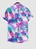 Chemise Boutonnée Feuille D'Ananas Colorée Ombrée avec Poche de Grande Taille pour Homme - Multi-A M
