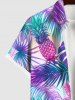 Chemise Boutonnée Feuille D'Ananas Colorée Ombrée avec Poche de Grande Taille pour Homme - Multi-A M
