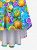 Plus Size Colorful Lemon Orange Leaf Print High Low Asymmetric Hawaii Cami Dress -  