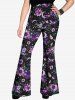 Gothic Floral Butterfly Moon Galaxy Print Flare Pants -  