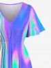 Plus Size Colorful Psychedelic Trippy Ripple Print Split Dress -  