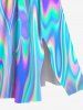 Plus Size Colorful Psychedelic Trippy Ripple Print Split Dress -  