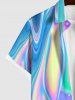 Chemise Décontractée Colorée Imprimée Boutonnée avec Poche de Grande Taille pour Homme - Multi-A 4XL