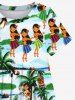 Kid's Ethnic Hula Dance Girls Parrot Tiki Mask Coconut Tree Print Hawaii Dress -  