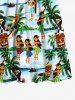 Kid's Ethnic Hula Dance Girls Parrot Tiki Mask Coconut Tree Print Hawaii Dress -  