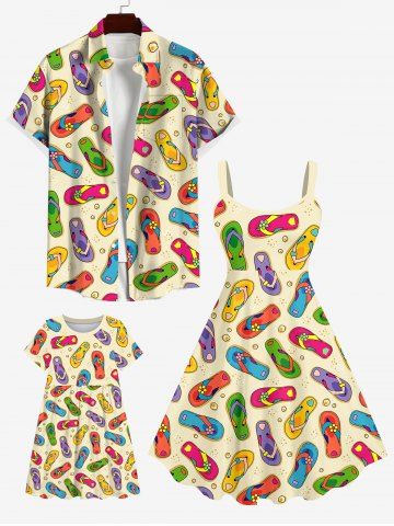 Coloful Flip-Flops Stones Print Plus Size Matching Hawaii Beach Outfit For Family