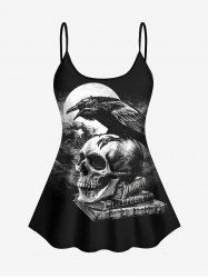 Fashion 3D Skulls Eagle Moon Book Print Backless Tankini Top(Adjustable Shoulder Strap) -  