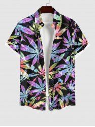Chemise Feuille D'Érable Colorée Imprimée de Grande Taille avec Poche - Multi-A M