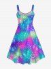 Plus Size Dreamcatcher Glitter Ombre Galaxy Print Backless A Line Tank Dress -  
