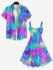 Plus Size Dreamcatcher Glitter Ombre Galaxy Print Backless A Line Tank Dress -  