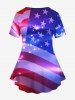 Plus Size Glitter Sparkling American Flag Coconut Tree Print Hawaii T-shirt -  