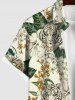 Chemise à Boutons avec Poche et à Imprimé Tigre Feuilles et Fleurs Grande-Taille pour Hommes - Multi-A S