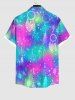 Chemise Boutonnée Galaxie Attrape-Rêves Imprimées avec Poche de Grande Taille à Paillettes - Multi-A XL