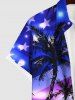 Chemise Boutonnée Drapeau Américain Brillant Imprimé avec Poche de Grande Taille - Multi-A XL