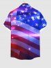 Chemise Boutonnée Drapeau Américain Brillant Imprimé avec Poche de Grande Taille - Multi-A XL