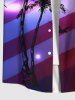 Chemise Boutonnée Drapeau Américain Brillant Imprimé avec Poche de Grande Taille - Multi-A XL