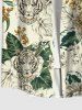 Chemise à Boutons avec Poche et à Imprimé Tigre Feuilles et Fleurs Grande-Taille pour Hommes - Multi-A 3XL