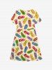 Kid's Coloful Flip-Flops Stones Print Hawaii Dress -  