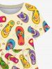 Kid's Coloful Flip-Flops Stones Print Hawaii Dress -  