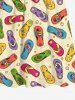 Kid's Coloful Flip-Flops Stones Print Hawaii Dress -  