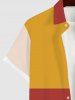 Chemise Boutonnée en Blocs de Couleurs Imprimée avec Poche de Grande Taille pour Homme - Multi-A L
