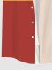 Chemise Boutonnée en Blocs de Couleurs Imprimée avec Poche de Grande Taille pour Homme - Multi-A L