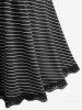 Plus Size Striped Twist Lace Trim Crisscross Strappy Backless Chain Cami Top -  