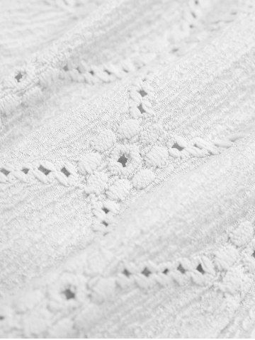 Plus Size Hollow Out Jacquard Textured Lace Up Zipper Buckle Grommet Solid Backless Tank Top