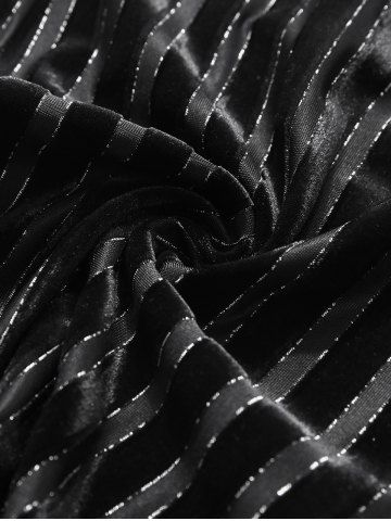 Gothic Glitter Silver Line Velvet Striped Patchwork Flare Pants