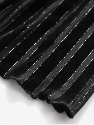 Gothic Glitter Silver Line Velvet Striped Patchwork Flare Pants