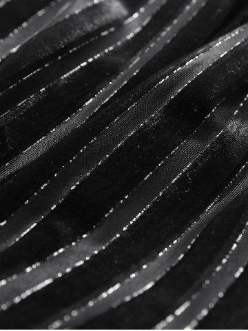 Gothic Glitter Silver Line Velvet Striped Patchwork Flare Pants