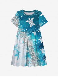 Kid's Turtle Sea Sandstone Print Hawaii Sea Creatures Dress -  