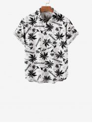 Chemise D'Eté Libellule Cocotier Imprimés avec Poche et Boutons pour Homme - Blanc 120