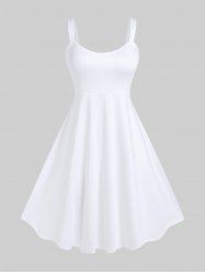 Plus Size Backless Solid A Line Tank Dress -  