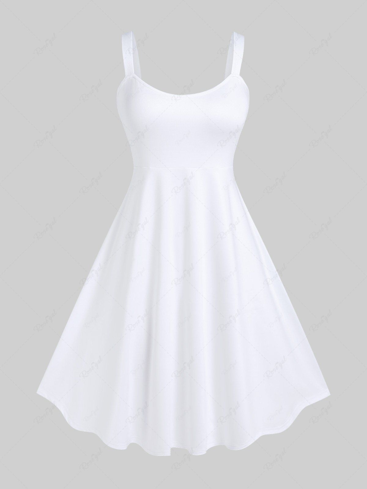 Fancy Plus Size Backless Solid A Line Tank Dress  