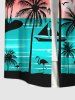 Coconut Tree Sea Beach Ombre Sky Sun Print Plus Size Matching Hawaii Beach Outfit For Couples -  