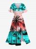 Coconut Tree Sea Beach Ombre Sky Sun Print Plus Size Matching Hawaii Beach Outfit For Couples -  