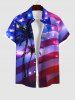 Glitter Sparkling American Flag Coconut Tree Print Plus Size Matching Set For Couples -  