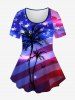 Glitter Sparkling American Flag Coconut Tree Print Plus Size Matching Set For Couples -  
