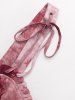 Débardeur Plissé Teinté Imprimé avec Poches en Dentelle de Grande Taille à Volants - Rose clair 1X | US 14-16