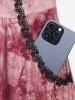 Débardeur Plissé Teinté Imprimé avec Poches en Dentelle de Grande Taille à Volants - Rose clair 1X | US 14-16