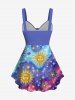 Plus Size Glitter Sun Stars Galaxy Print Cinched Tank Top -  