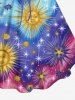 Plus Size Glitter Sun Stars Galaxy Print Cinched Tank Top -  