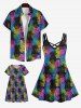 Kid's Colorful Pineapple Colorblock Print Hawaii Dress -  