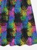 Kid's Colorful Pineapple Colorblock Print Hawaii Dress -  