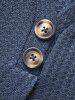 T-shirt Décontracté Texturé Boutonné en Couleur Unie à Col V - Bleu profond M | États-Unis 6
