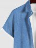 Chemise en Jean avec Poches et à Imprimé 3D Grande-Taille pour Hommes - Bleu-gris S