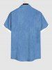 Plus Size Denim 3D Print Buttons Pocket Shirt For Men -  